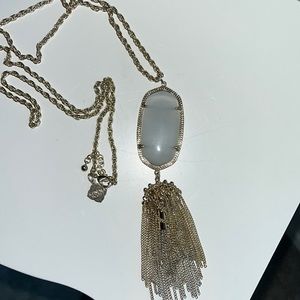 Kendra Scott Rayne Pendant Slate Cats Eye Rhodium Gold Necklace